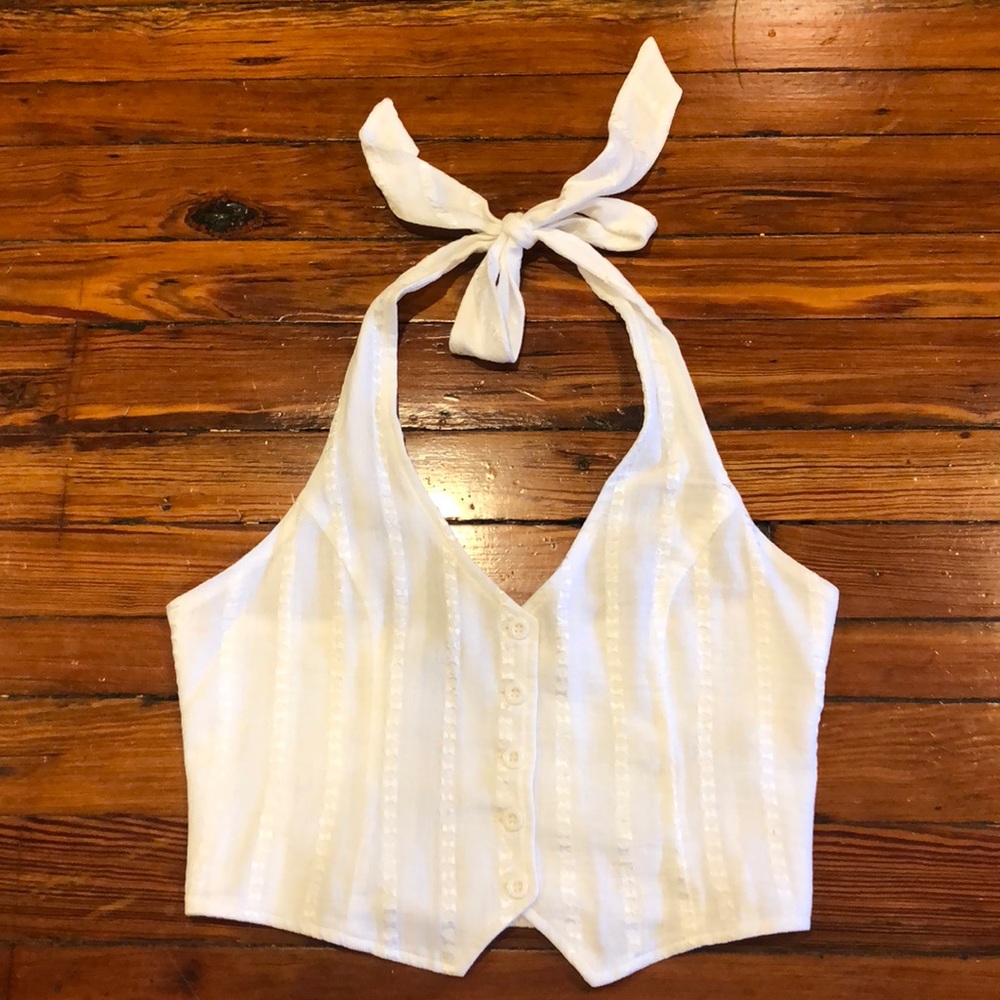 White Tuxedo Halter Top